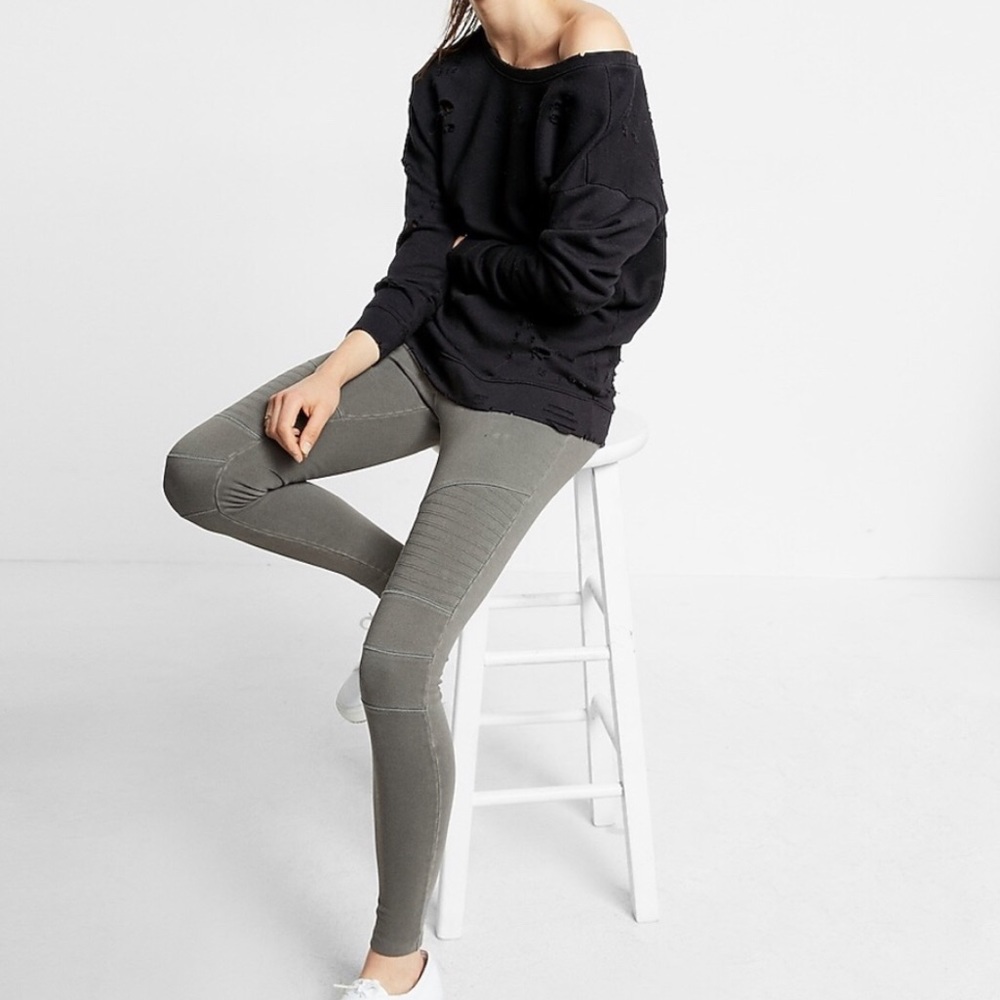 Express Moto Paneled Textured Leggings